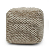 Boho Handcrafted Tufted Fabric Cube Pouf - NH202513