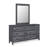 Contemporary 6 Drawer Vanity Dresser with Rectangular Mirror - NH319413