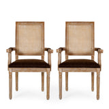 French Country Wood and Cane Upholstered Dining Chair - NH721513