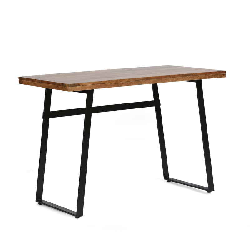 Modern Industrial Handcrafted Acacia Wood Desk, Natural and Black - NH464413