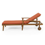 Outdoor Acacia Wood Chaise Lounge with Water Resistant Cushion, Set of 2 - NH762513