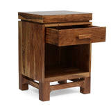 Boho Handcrafted Acacia Wood Nightstand, Set of 2 - NH802413