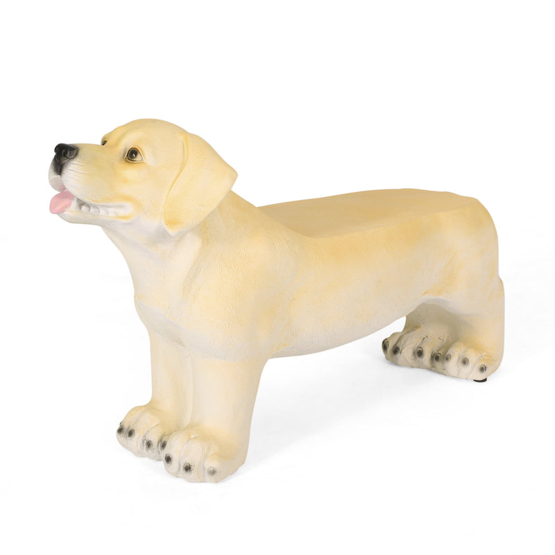 Outdoor Labrador Dog Garden Bench, Light Brown - NH695513