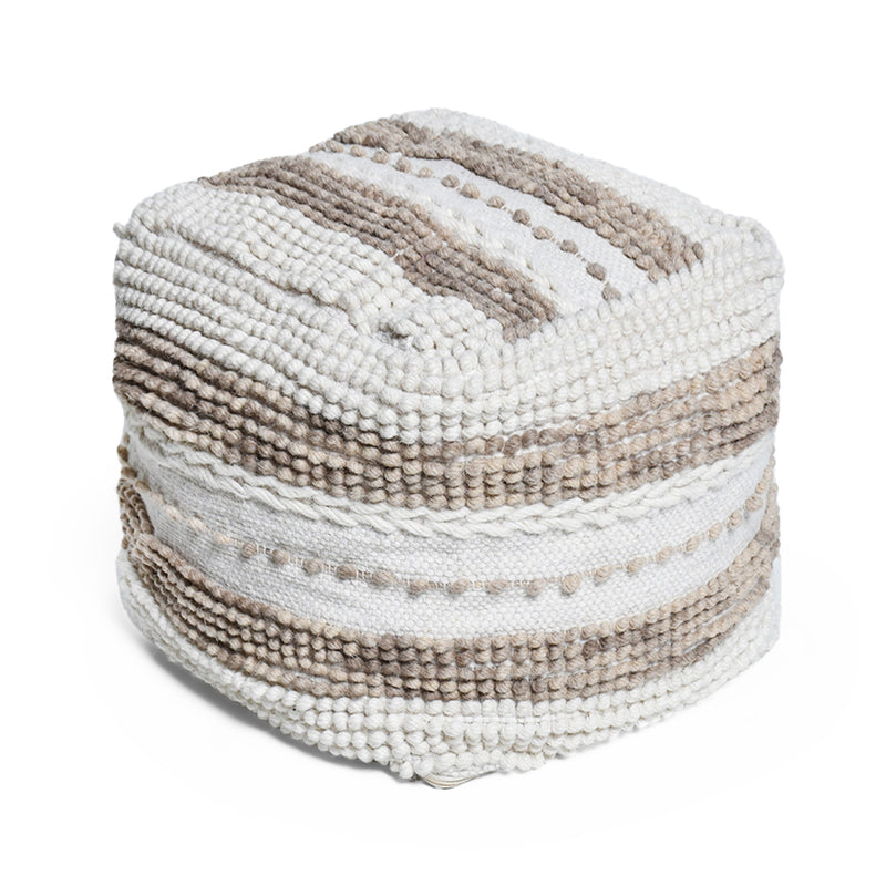 Contemporary Handcrafted Fabric Cube Pouf - NH573513