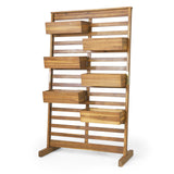 Outdoor Customizable Acacia Wood Plant Stand, Teak - NH673413