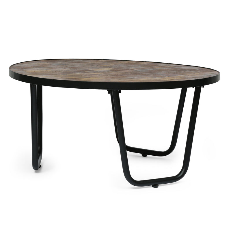 Modern Industrial Handcrafted Wooden Coffee Table, Natural and Black - NH316413