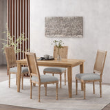 French Country Wood and Cane Upholstered Dining Chair, Set of 4 - NH494513