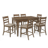 Farmhouse Wood Counter Height 7 Piece Dining Set - NH207413