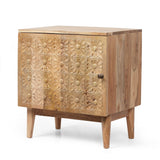 Boho Handcrafted Acacia Wood Nightstand, Natural - NH520513