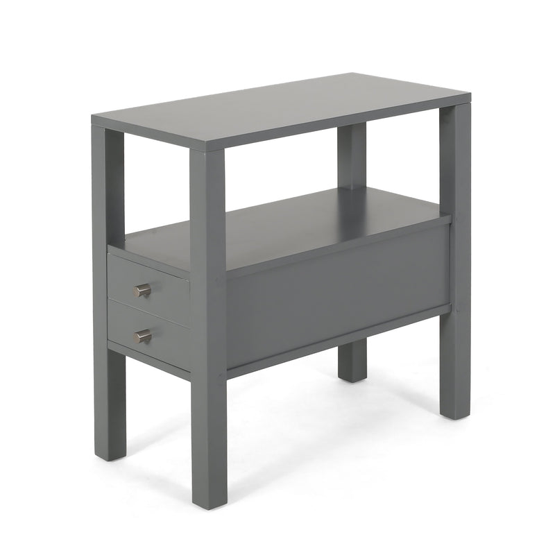 Contemporary Wooden Side Table with Drawer - NH426413