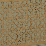 Modern Glam Handcrafted Scroll Mesh Nightstand, Light Gray and Gold - NH569413