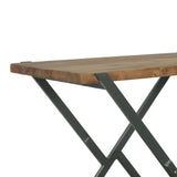 Modern Industrial Handcrafted Wood Side Table, Light Walnut and Gray - NH720513