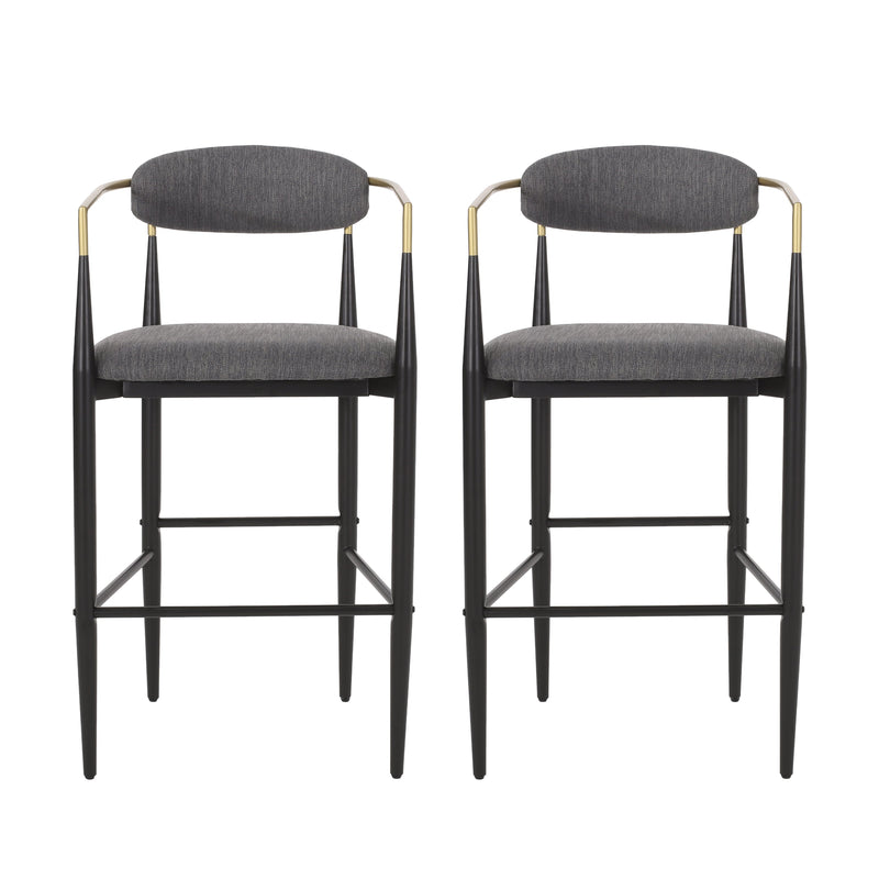 Camas Modern Fabric Upholstered Iron 30 Inch Barstools, Set of 2