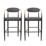 Camas Modern Fabric Upholstered Iron 30 Inch Barstools, Set of 2