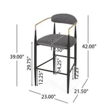 Camas Modern Fabric Upholstered Iron 30 Inch Barstools, Set of 2
