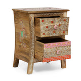 Handcrafted Boho 2 Drawer Mango Wood Nightstand - NH646313