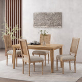 French Country Wood and Cane Upholstered Dining Chair, Set of 4 - NH494513