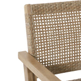 Elmcrest Outdoor Wicker and Acacia Wood 4 Seater Chat Set, Light Multibrown and Light Brown