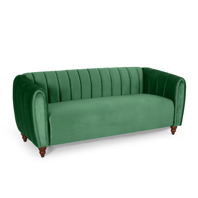 Modern Glam Velvet Channel Stitch 3 Seater Sofa - NH768413