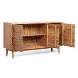 Boho Handcrafted 2 Door Acacia Wood Sideboard, Natural - NH723413