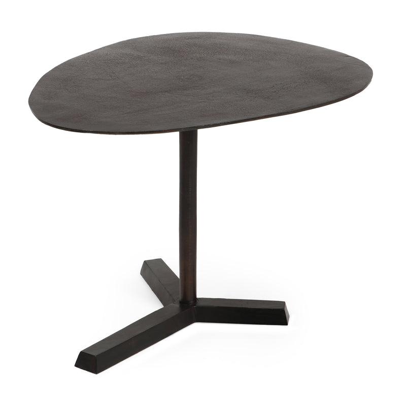 Industrial Handcrafted Aluminum Elliptical Side Table, Raw Bronze - NH079413