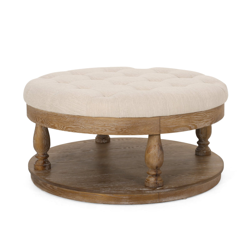 Contemporary Upholstered Round Ottoman - NH799213