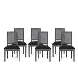 French Country Wood and Cane Upholstered Dining Chair (Set of 6) - NH794513