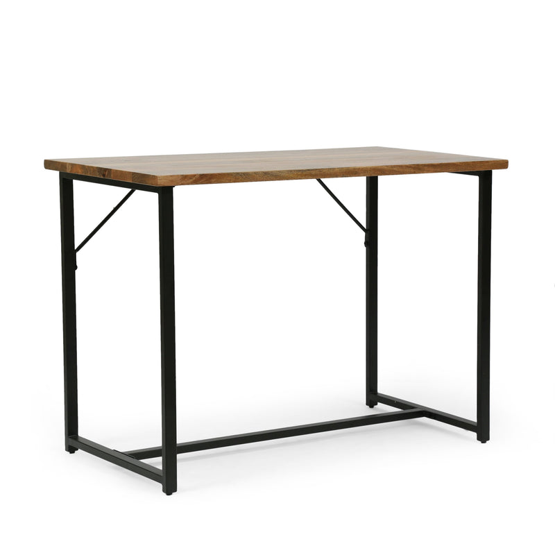 Modern Industrial Handcrafted Mango Wood Desk, Honey Brown and Black - NH564413