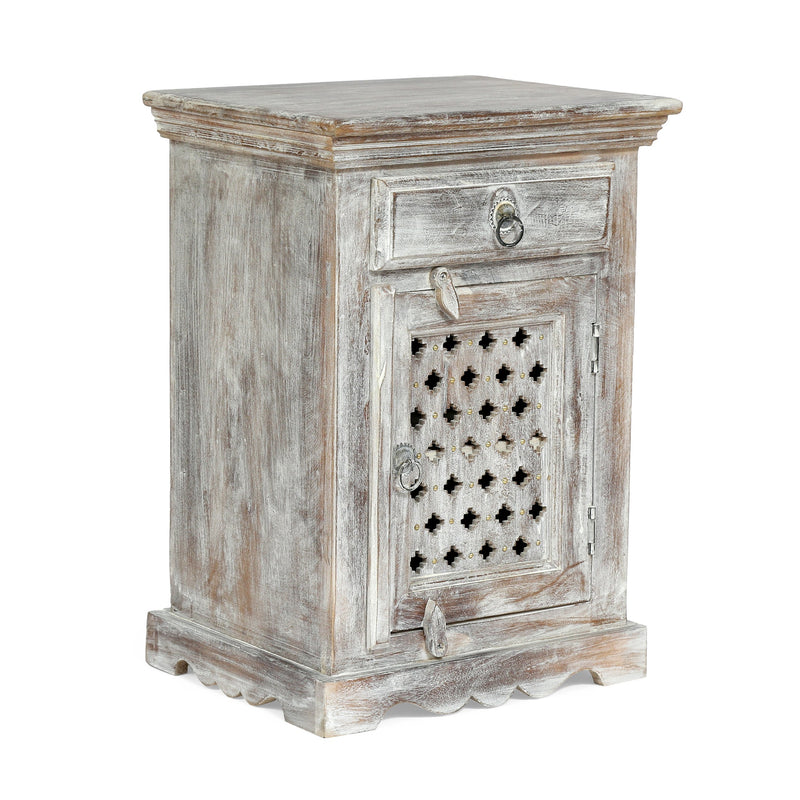 Handcrafted Boho Mango Wood Nightstand - NH907313