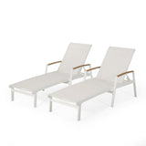 Outdoor Aluminum Chaise Lounge with Mesh Seating (Set of 2) - NH425313