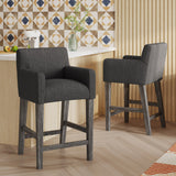 Chaparral Contemporary Fabric Upholstered Wood 26 inch Counter Stools, Set of 2