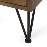 Contemporary End Table with Storage, Walnut, Natural, and Black - NH592513