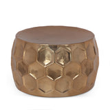 Modern Glam Handcrafted Aluminum Honeycomb Coffee Table, Brass - NH016413