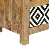 Handcrafted Boho 3 Drawer Mango Wood Nightstand - NH546313