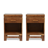 Boho Handcrafted Acacia Wood Nightstand, Set of 2 - NH802413