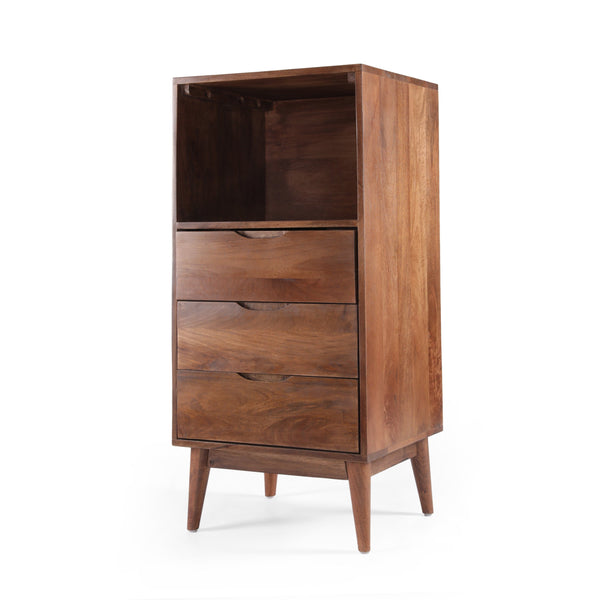 Handcrafted Mid-Century Modern Mango Wood 3 Drawer Chest - NH040413