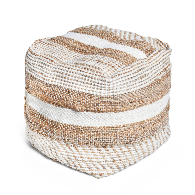 Boho Handcrafted Fabric Cube Pouf - NH263513