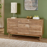 Boho Handcrafted 2 Door Acacia Wood Sideboard, Natural - NH723413