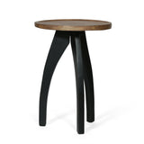 Modern Industrial Handcrafted Mango Wood Side Table, Natural and Black - NH871513