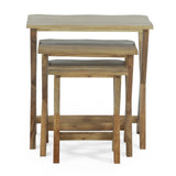 Rustic Handcrafted Acacia Wood Nested Side Tables (Set of 3), Natural - NH490513