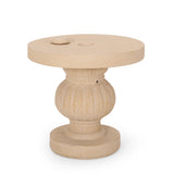 Outdoor Cast Stone Umbrella Holder Side Table - NH156313