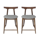 Annett Mid Century Modern Fabric Upholstered Wood 24.5 Inch Counter Stools, Set of 2