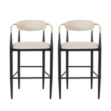 Camas Modern Fabric Upholstered Iron 30 Inch Barstools, Set of 2