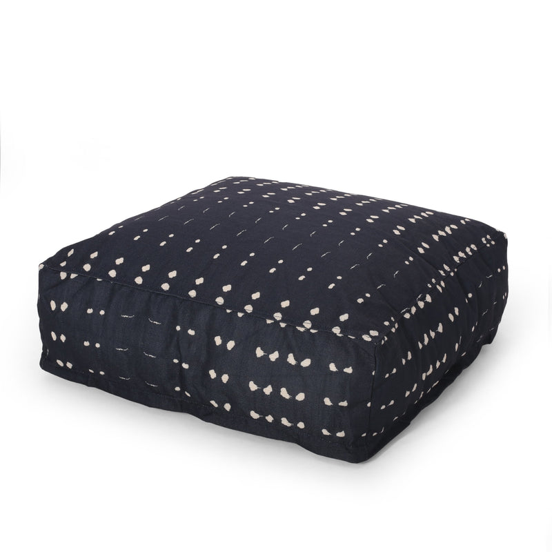 Boho Fabric Square Pouf, Dark Blue - NH713413