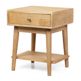 Boho Handcrafted Mango Wood Nightstand with Drawer, Natural - NH133413