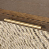 Contemporary End Table with Storage, Walnut, Natural, and Antique Gold - NH492513