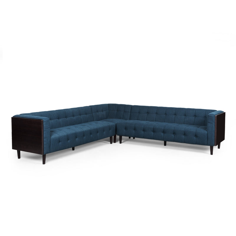 Mid-Century Modern Fabric Tufted Sectional Sofa Set - NH583413