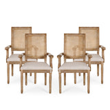 French Country Wood and Cane Upholstered Dining Chair - NH721513