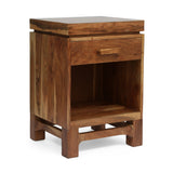 Boho Handcrafted Acacia Wood Nightstand - NH702413