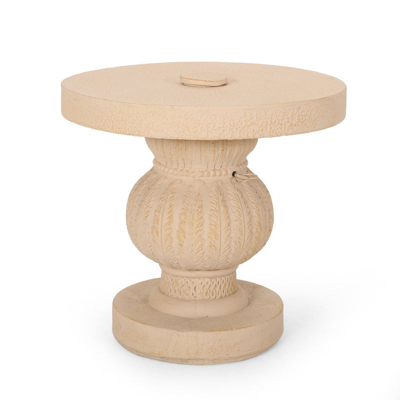 Outdoor Cast Stone Umbrella Holder Side Table - NH156313